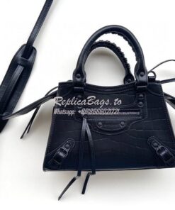 Replica Balenciaga Neo Classic Top Handle Bag in Crocodile Embossed Ca