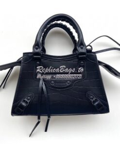 Replica Balenciaga Neo Classic Top Handle Bag in Crocodile Embossed Ca 2