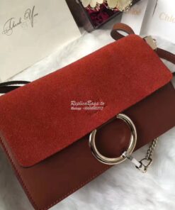 Replica Chloe Faye Small shoulder bag in Suede and Smooth Calfskin car
