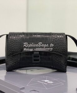 Replica Balenciaga Downtown XS Shoulder Bag in Crocodile Embossed Calf