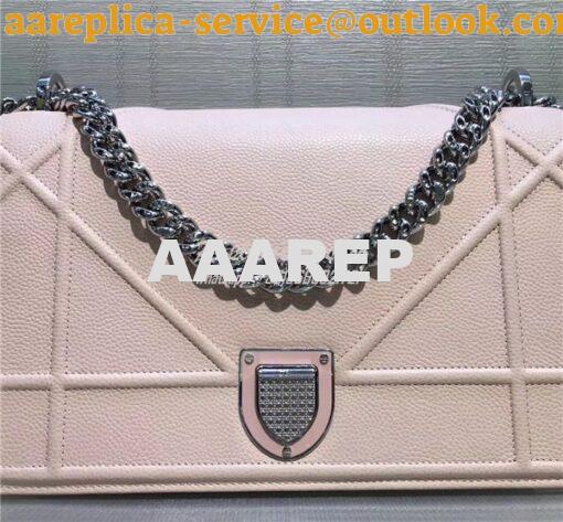 Replica Dior Diorama flap bag in grained calfskin Leather soft pink 2