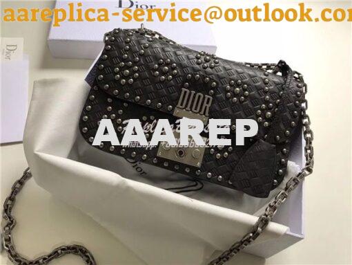 Replica Dior Dioraddict Flap Bag With Silver Chain in studded black ca