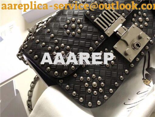 Replica Dior Dioraddict Flap Bag With Silver Chain in studded black ca 3