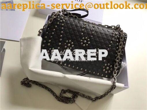 Replica Dior Dioraddict Flap Bag With Silver Chain in studded black ca 4