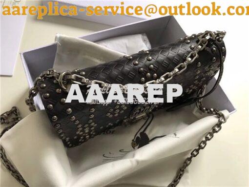 Replica Dior Dioraddict Flap Bag With Silver Chain in studded black ca 5