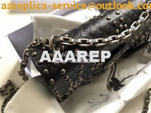 Replica Dior Dioraddict Flap Bag With Silver Chain in studded black ca 6