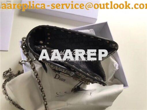 Replica Dior Dioraddict Flap Bag With Silver Chain in studded black ca 7