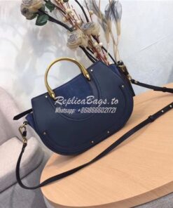 Replica Chloe Pixie medium dark blue leather and suede shoulder bag