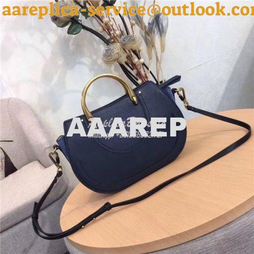 Replica Chloe Pixie medium dark blue leather and suede shoulder bag 2