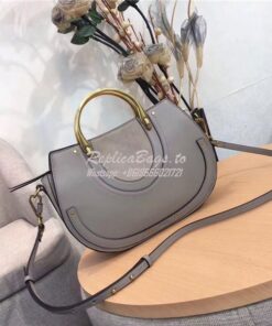 Replica Chloe Pixie medium grey leather and suede shoulder bag
