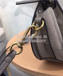 Replica Chloe Pixie medium grey leather and suede shoulder bag 2