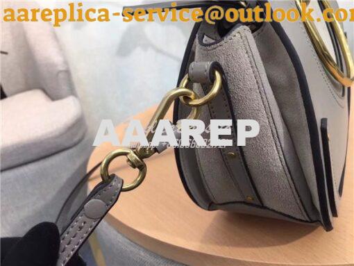 Replica Chloe Pixie medium grey leather and suede shoulder bag 2