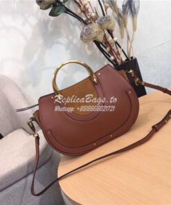 Replica Chloe Pixie medium brown leather and suede shoulder bag