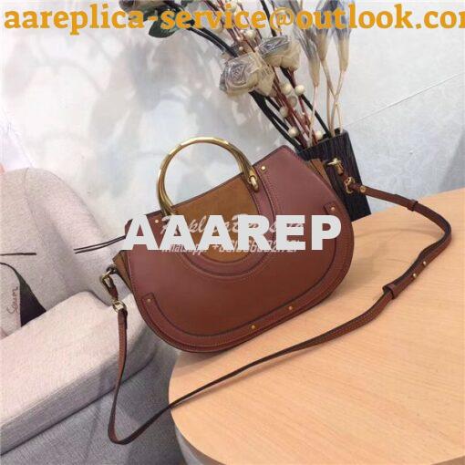 Replica Chloe Pixie medium brown leather and suede shoulder bag