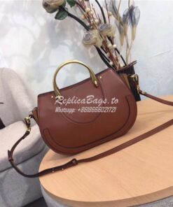 Replica Chloe Pixie medium brown leather and suede shoulder bag 2
