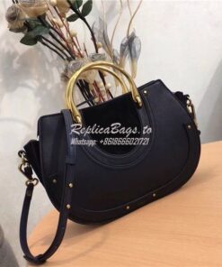 Replica Chloe Pixie medium black leather and suede shoulder bag
