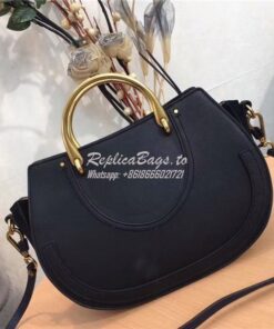 Replica Chloe Pixie medium black leather and suede shoulder bag 2