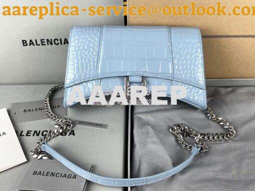 Replica Balenciaga Hourglass Chain Bag in Shiny Crocodile Embossed Lea
