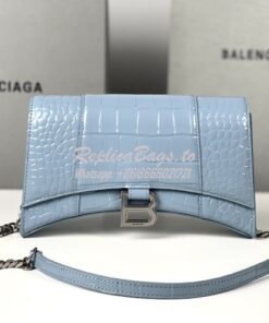 Replica Balenciaga Hourglass Chain Bag in Shiny Crocodile Embossed Lea 2