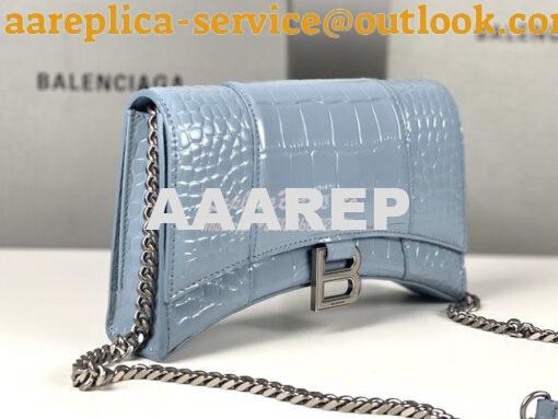Replica Balenciaga Hourglass Chain Bag in Shiny Crocodile Embossed Lea 3