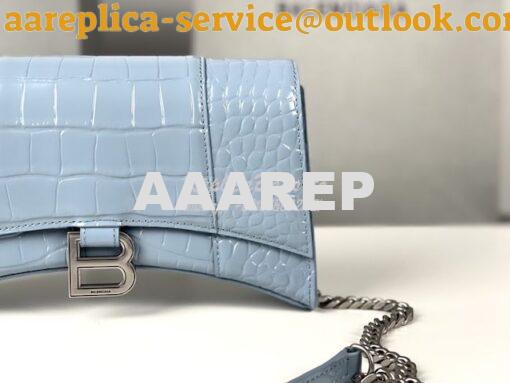 Replica Balenciaga Hourglass Chain Bag in Shiny Crocodile Embossed Lea 5