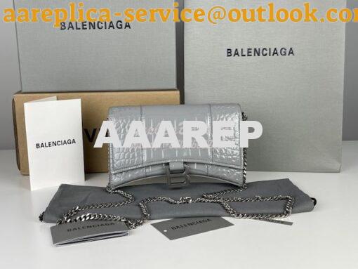 Replica Balenciaga Hourglass Chain Bag in Shiny Crocodile Embossed Lea