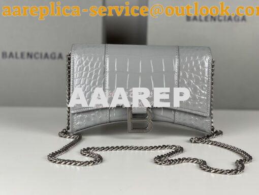 Replica Balenciaga Hourglass Chain Bag in Shiny Crocodile Embossed Lea 2