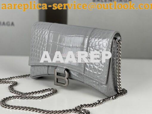 Replica Balenciaga Hourglass Chain Bag in Shiny Crocodile Embossed Lea 3