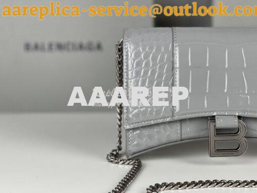 Replica Balenciaga Hourglass Chain Bag in Shiny Crocodile Embossed Lea 5
