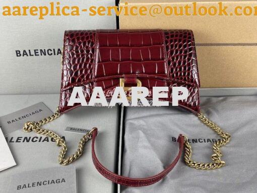 Replica Balenciaga Hourglass Chain Bag in Shiny Crocodile Embossed Lea