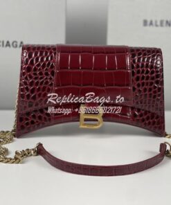 Replica Balenciaga Hourglass Chain Bag in Shiny Crocodile Embossed Lea 2