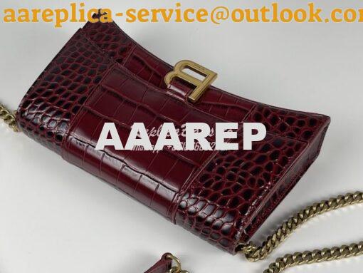 Replica Balenciaga Hourglass Chain Bag in Shiny Crocodile Embossed Lea 5