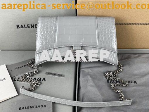 Replica Balenciaga Hourglass Chain Bag in Shiny Crocodile Embossed Lea 12