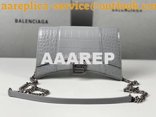 Replica Balenciaga Hourglass Chain Bag in Shiny Crocodile Embossed Lea 13