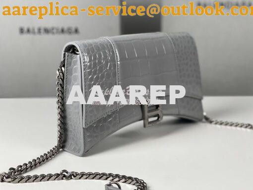 Replica Balenciaga Hourglass Chain Bag in Shiny Crocodile Embossed Lea 14