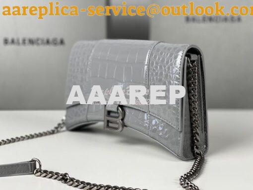 Replica Balenciaga Hourglass Chain Bag in Shiny Crocodile Embossed Lea 15