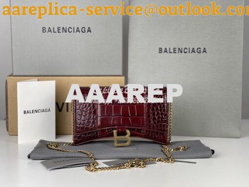 Replica Balenciaga Hourglass Chain Bag in Shiny Crocodile Embossed Lea 13