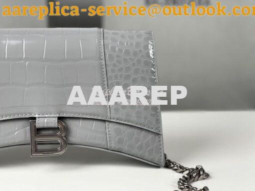 Replica Balenciaga Hourglass Chain Bag in Shiny Crocodile Embossed Lea 16