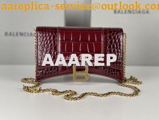 Replica Balenciaga Hourglass Chain Bag in Shiny Crocodile Embossed Lea 14