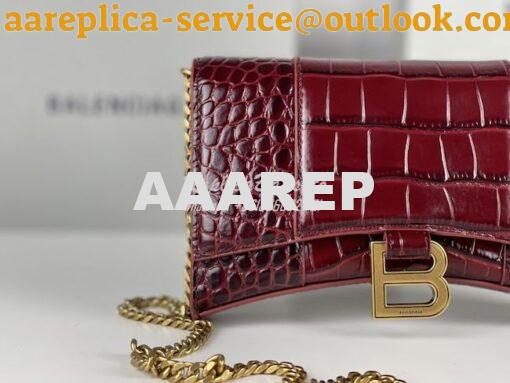 Replica Balenciaga Hourglass Chain Bag in Shiny Crocodile Embossed Lea 16