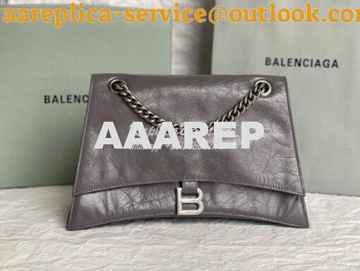 Replica Balenciaga Crush Medium Chain Bag In Dark Grey Silver hardware