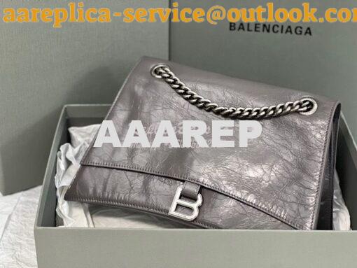 Replica Balenciaga Crush Medium Chain Bag In Dark Grey Silver hardware 3