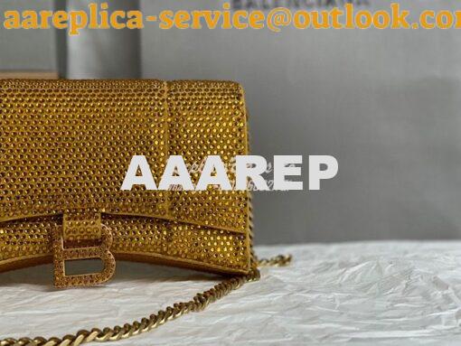 Replica Balenciaga Hourglass Wallet On Chain With Rhinestones In Gold 4