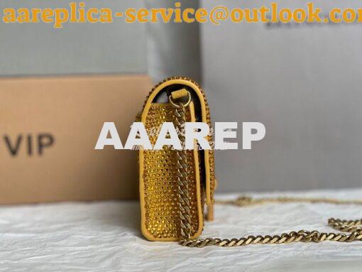 Replica Balenciaga Hourglass Wallet On Chain With Rhinestones In Gold 5