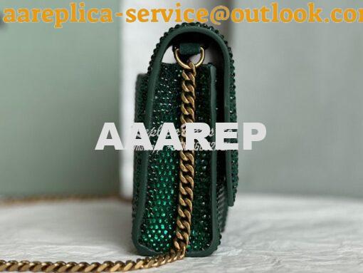 Replica Balenciaga Hourglass Wallet On Chain With Rhinestones In Green 5