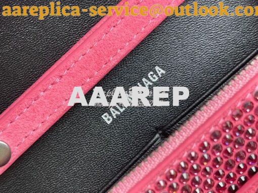 Replica Balenciaga Hourglass Wallet On Chain With Rhinestones In Pink 10