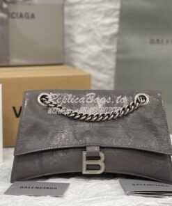 Replica Balenciaga Crush Small Chain Bag In Dark Grey Crushed Calfskin