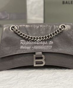 Replica Balenciaga Crush Small Chain Bag In Dark Grey Crushed Calfskin 2