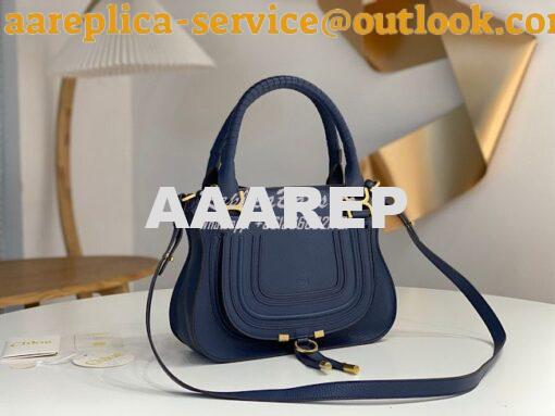 Replica Chloe Marcie Medium Satchel Bag Blue 2