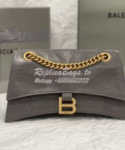 Replica Balenciaga Crush Small Chain Bag In Dark Grey Crushed Calfskin 2